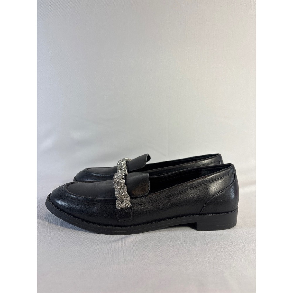 Gianni Bini Black Embellished Braided Chain Loafer Flat Size 9M